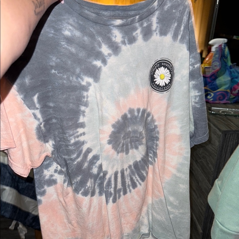 Simply Southern Gray and Pink Short Sleeve Tee